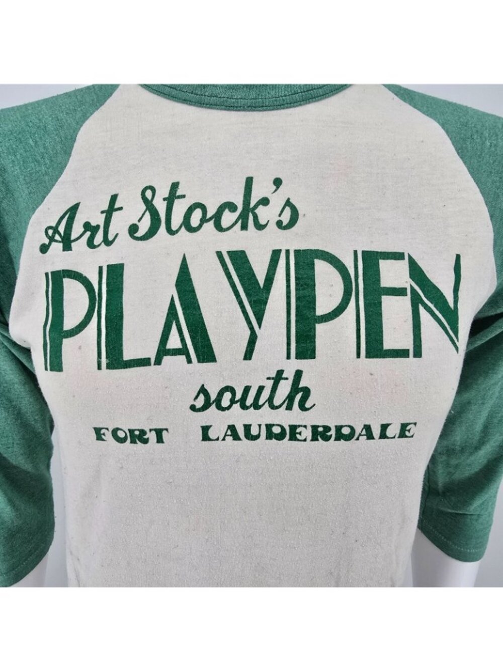 Vintage Thrashed 1970s Art Stock's Playpen South Fort Lauderdale T-Shirt (Small) View 2